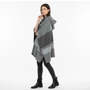 Roots Canada Poncho Blanket Wrap Shawl Gray One Size